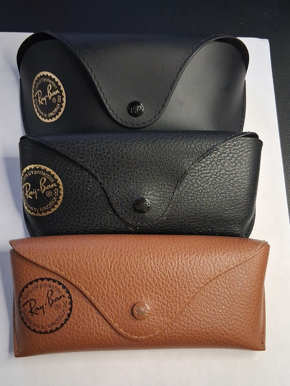 Ray-Ban Leather Sunglass Cases Trio — Black and Brown